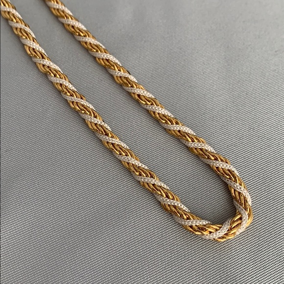 Jewelry - Twisted Gold Tone-Off White Rope Necklace